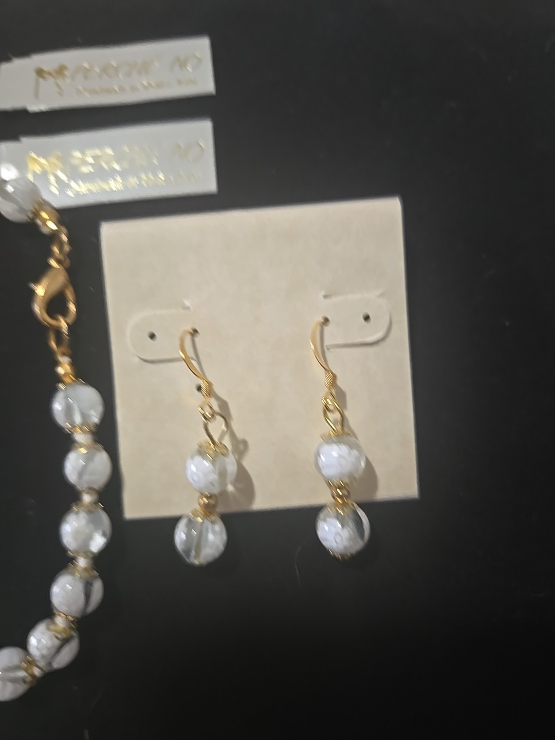 Perche No Handmade In Italy Venetian Glass Beads Necklace,Braclet&Earings Set