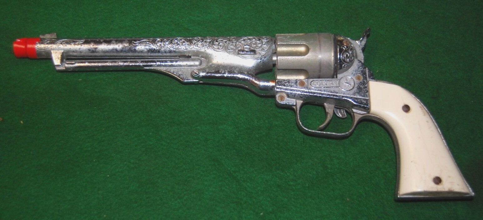 VINTAGE 1950s HUBLEY REPLICA COLT 45 TOY CAP GUN  USED L1