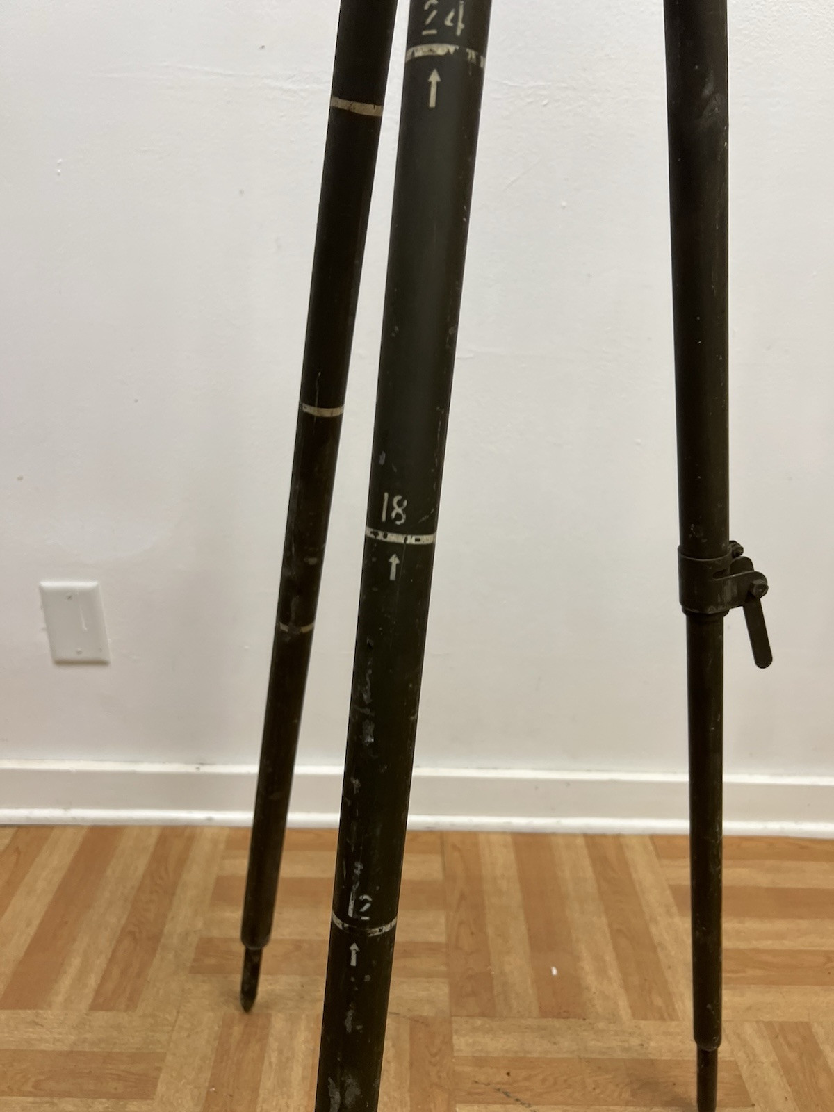 Vintage ALUMINUM TRIPOD metal military transit light stand survey industrial 4'