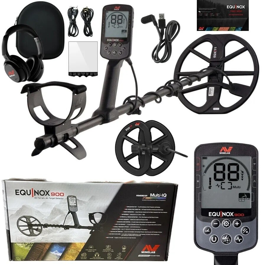 Minelab Equinox 900 Metal Detector Multi-IQ Waterproof Detector w/11" + 6" Coil