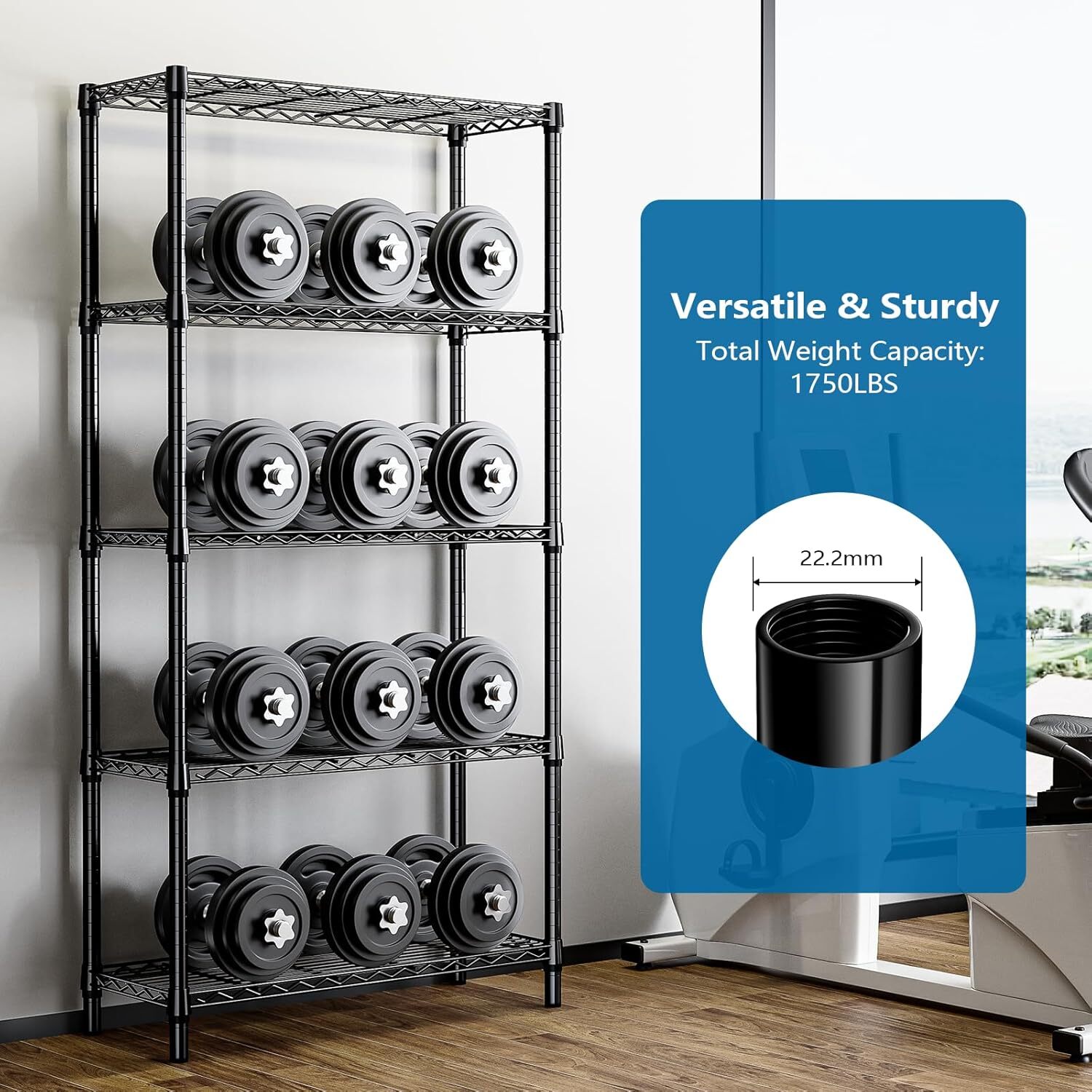 5 Tier Heavy Duty Shelving Unit Wire Shelf Rack Garage Storage 13.8"x35.4"x70.4"