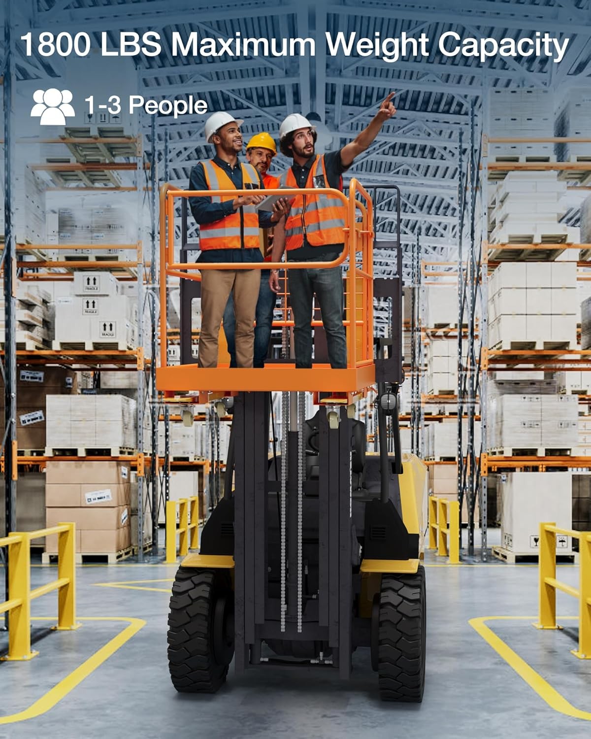 Collapsible 36"x36" Forklift Safety Cage 1-3 Person Work Platform Basket 1200LBS