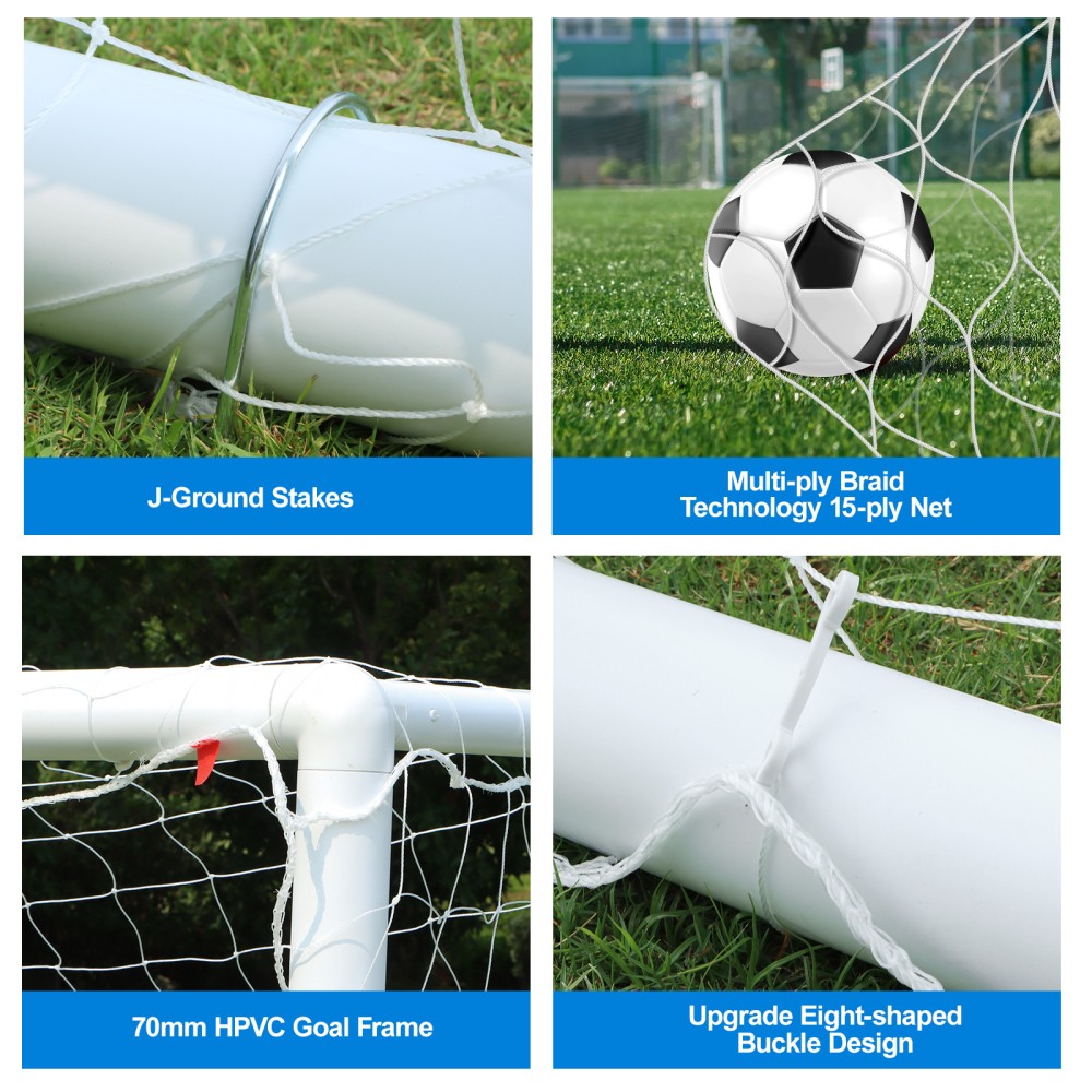 Training Soccer Goal Backyard UPVC Frame Football Goal 6x4ft / 8x5ft / 10x6.5ft
