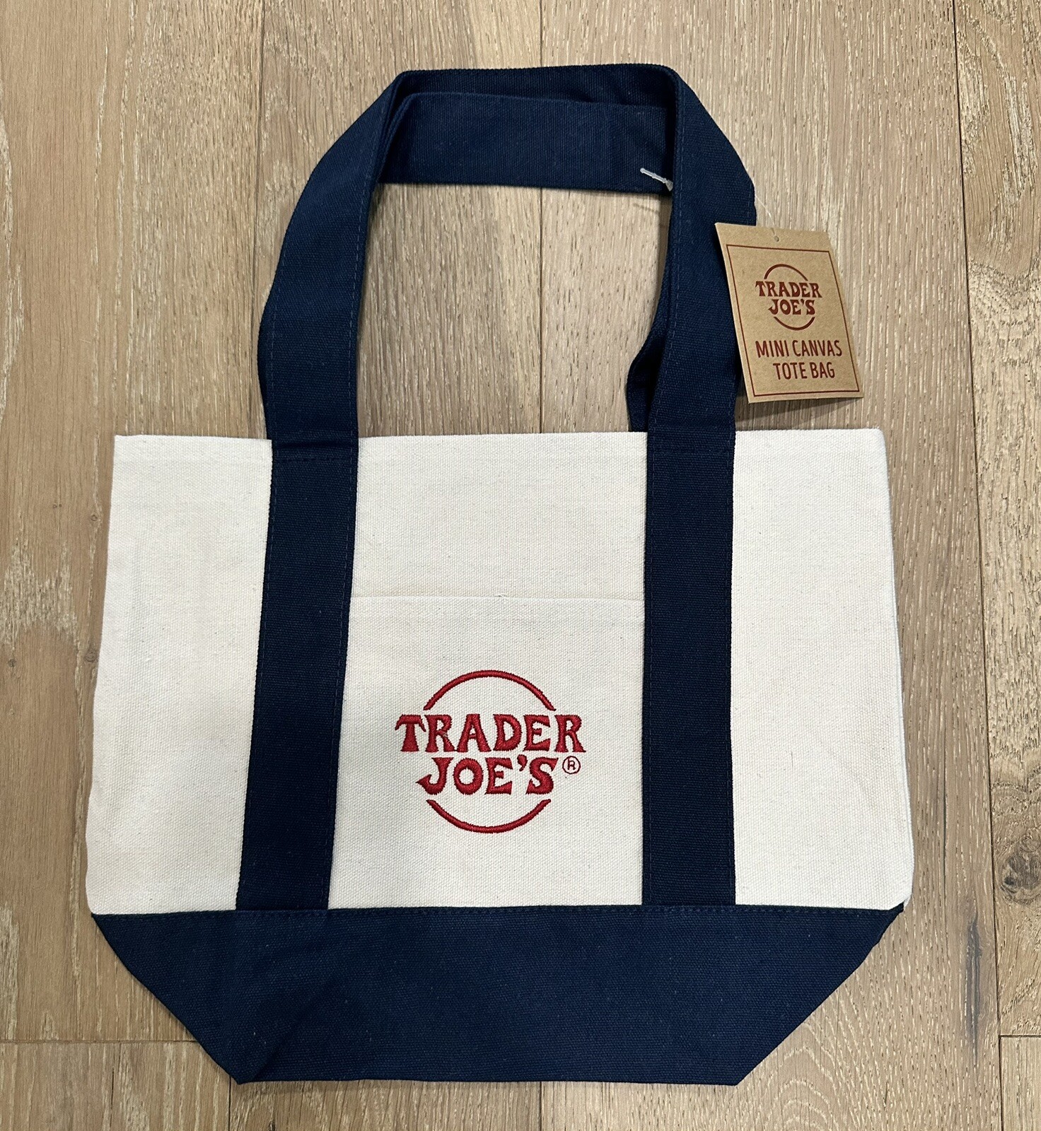 Trader Joe NWT Limited Edition Embroidered MINI CANVAS TOTE BAG 2024 💚