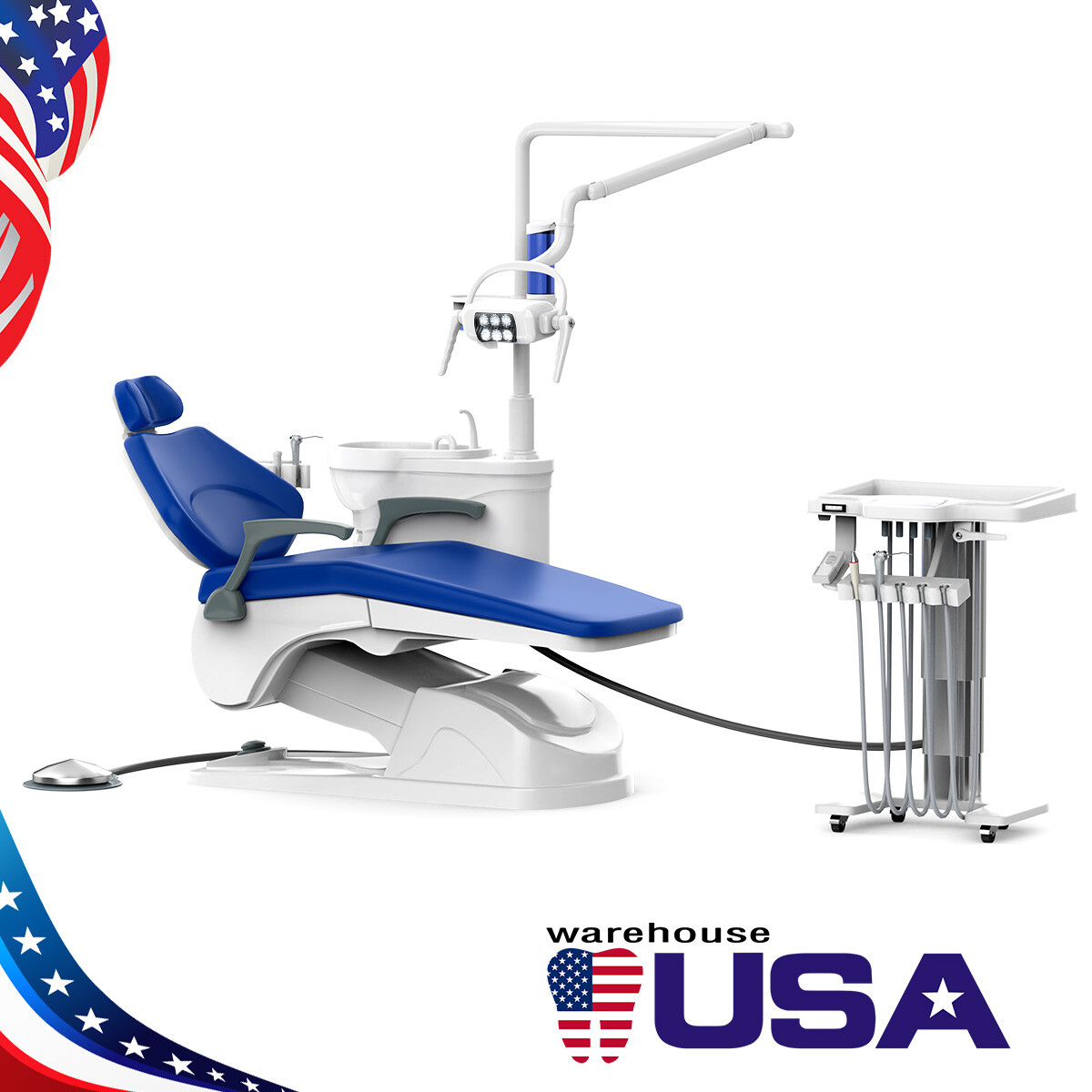 Dental Unit Chair Controlled DC Motor PU Leather/Delivery Unit Air Compressor 4H