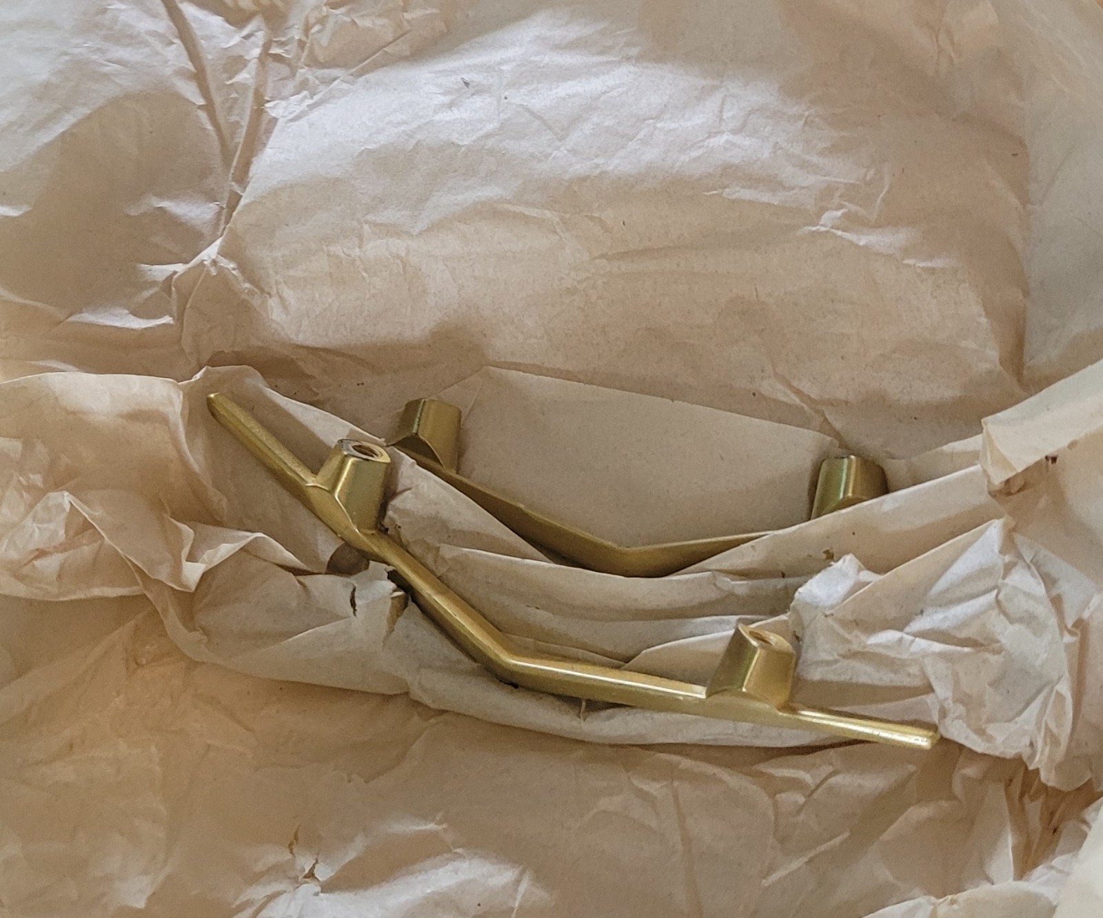 Vintage Mid Century Modern Arched Satin Gold Drawer Pulls...New Old Stock!