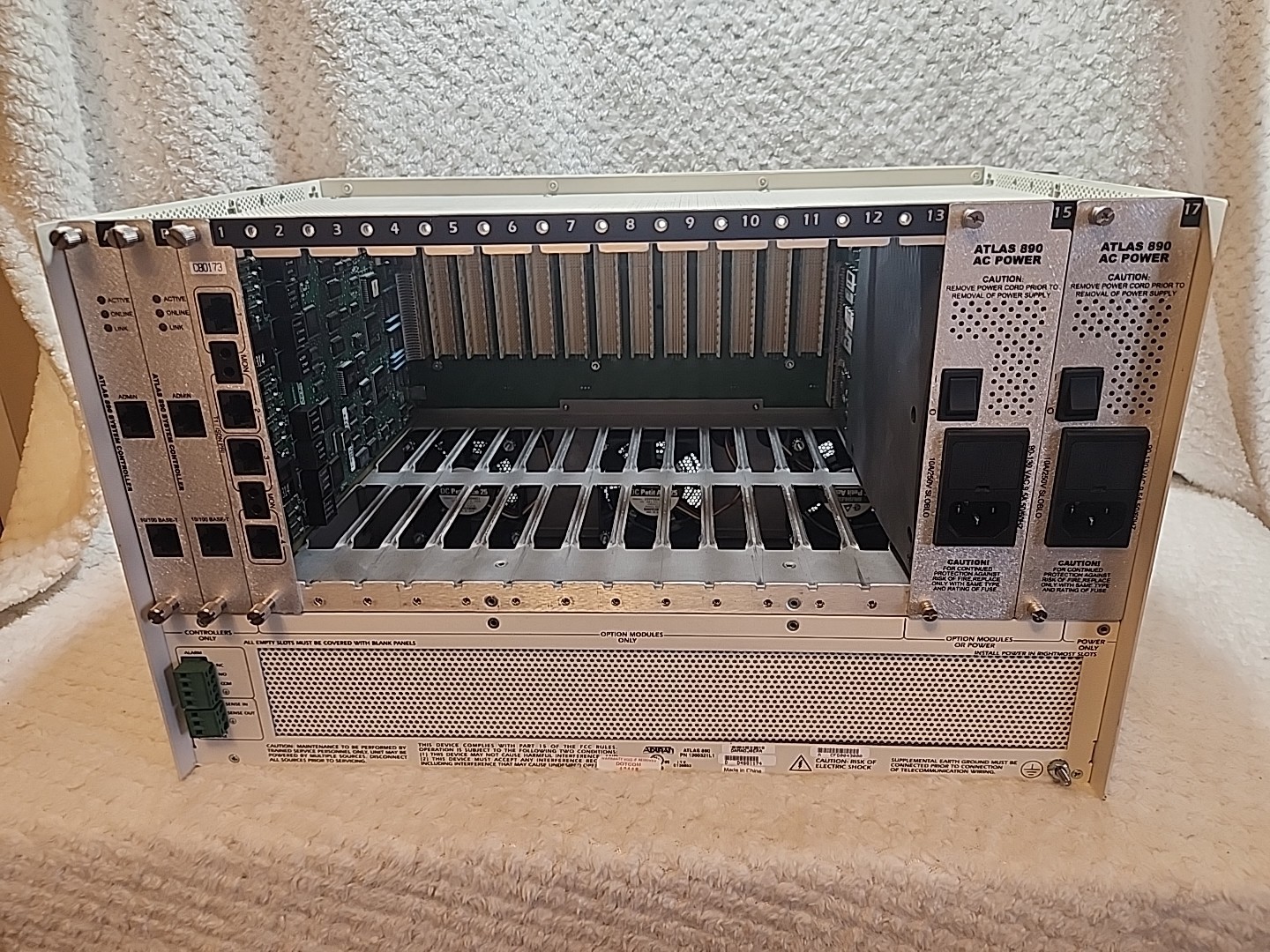 Adtran Atlas 890 Chassis 1200321L1 w/2*Controller +1*Quad T1 PRI +2*PSU Module