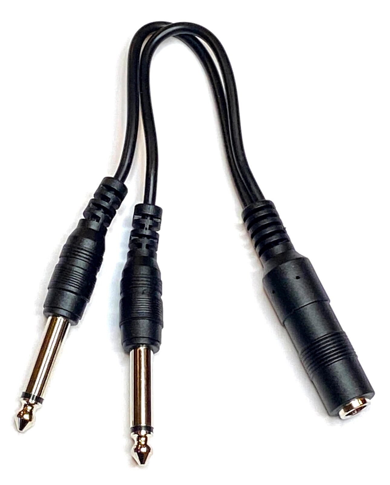(2) Pack 1/4 inch mono TS Female to 2 x 1/4 inch Male Mono TS Y splitter cable