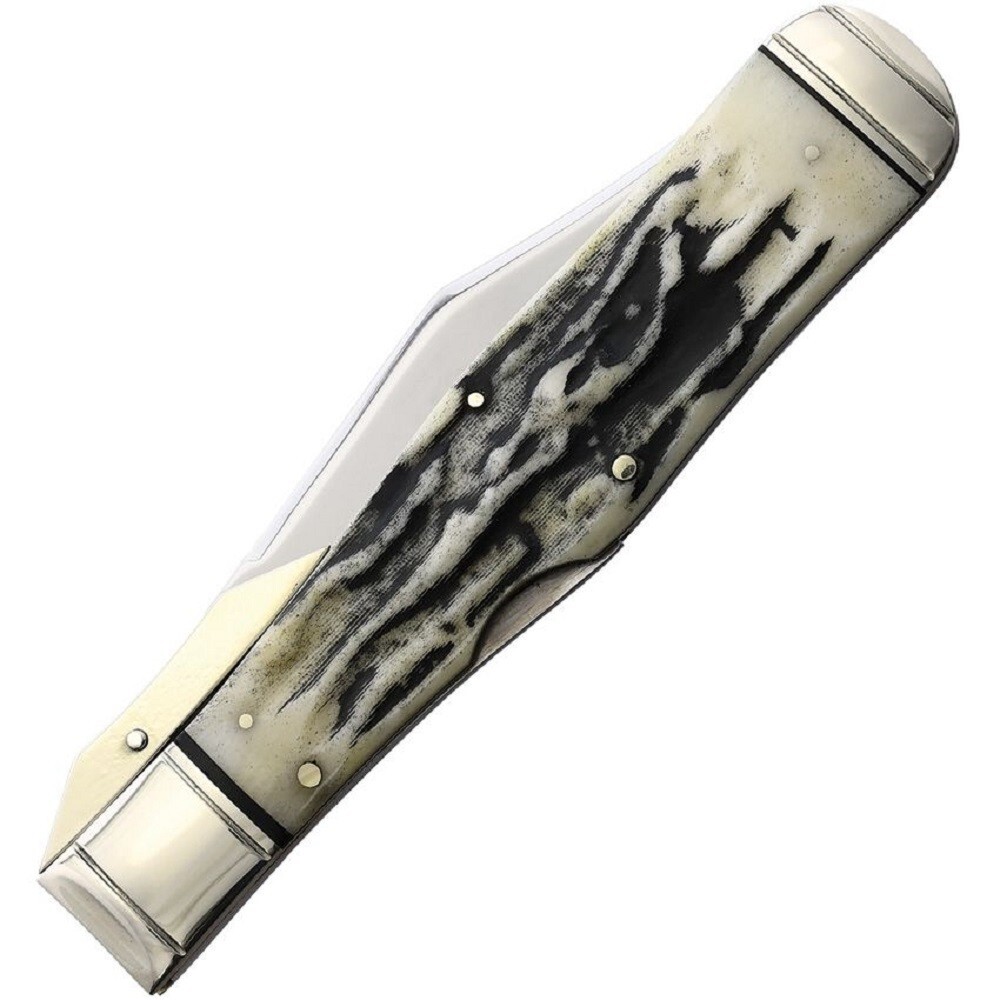 Marbles Swing Guard Cheetah Folding Lock Back Knife - Black Stag handles