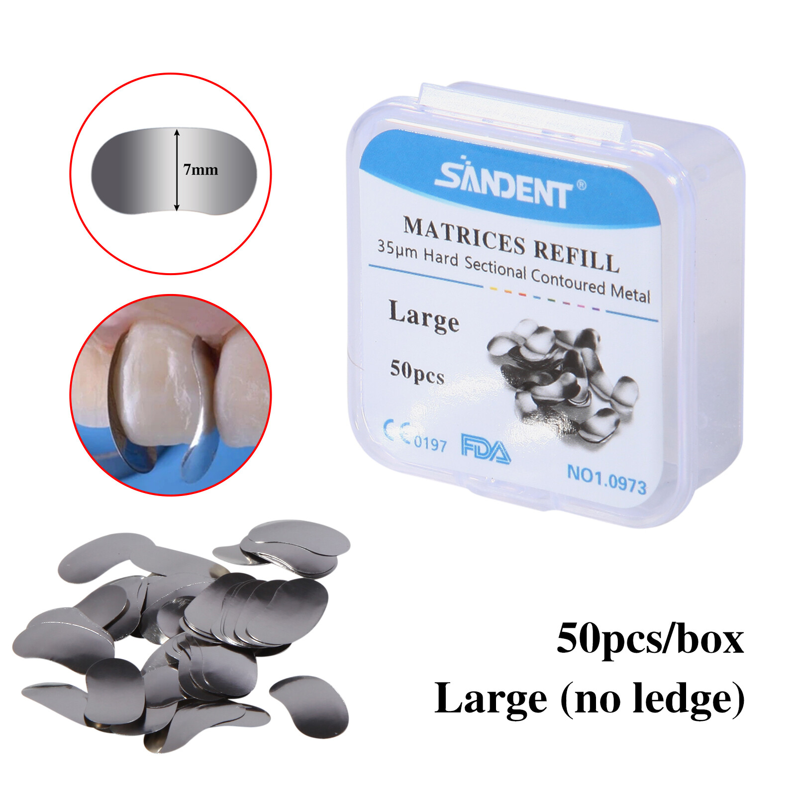 Dental Metal Matrices Matrix Band Sectional Contoured Refill Box S/M/L USA