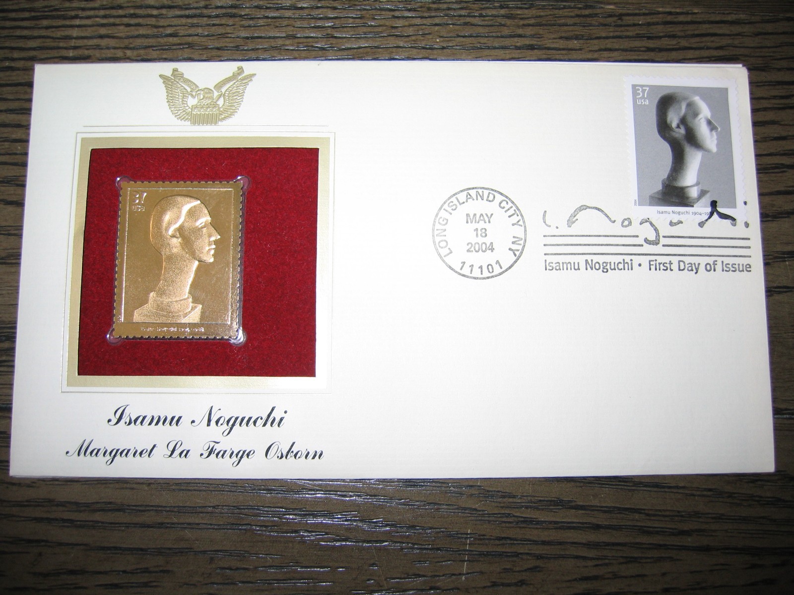 2004 Isamu Noguchi Margaret La Farge Osborn Replica Gold GOLDEN Cover Stamp