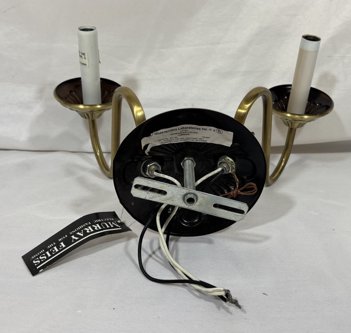 Vintage NOS Murray Feiss Brass Double Wall Sconce 12.5"W 2 Arm