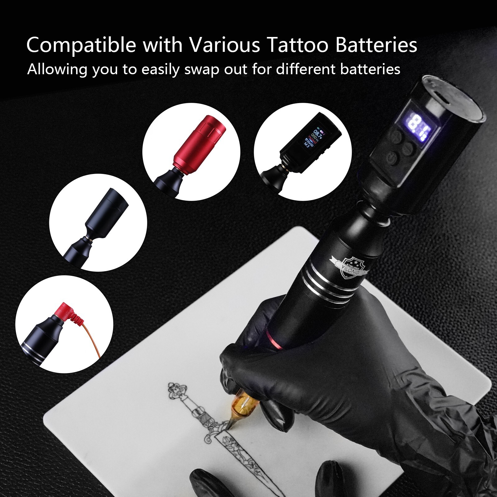 Wireless Tattoo Kit Complete for Beginners Pen Machine with Power Supply Needles