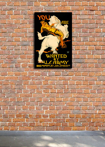 "Wanted by US Army" Pershing on Horse WW1 1915 Army Recruiting Poster - 16x24