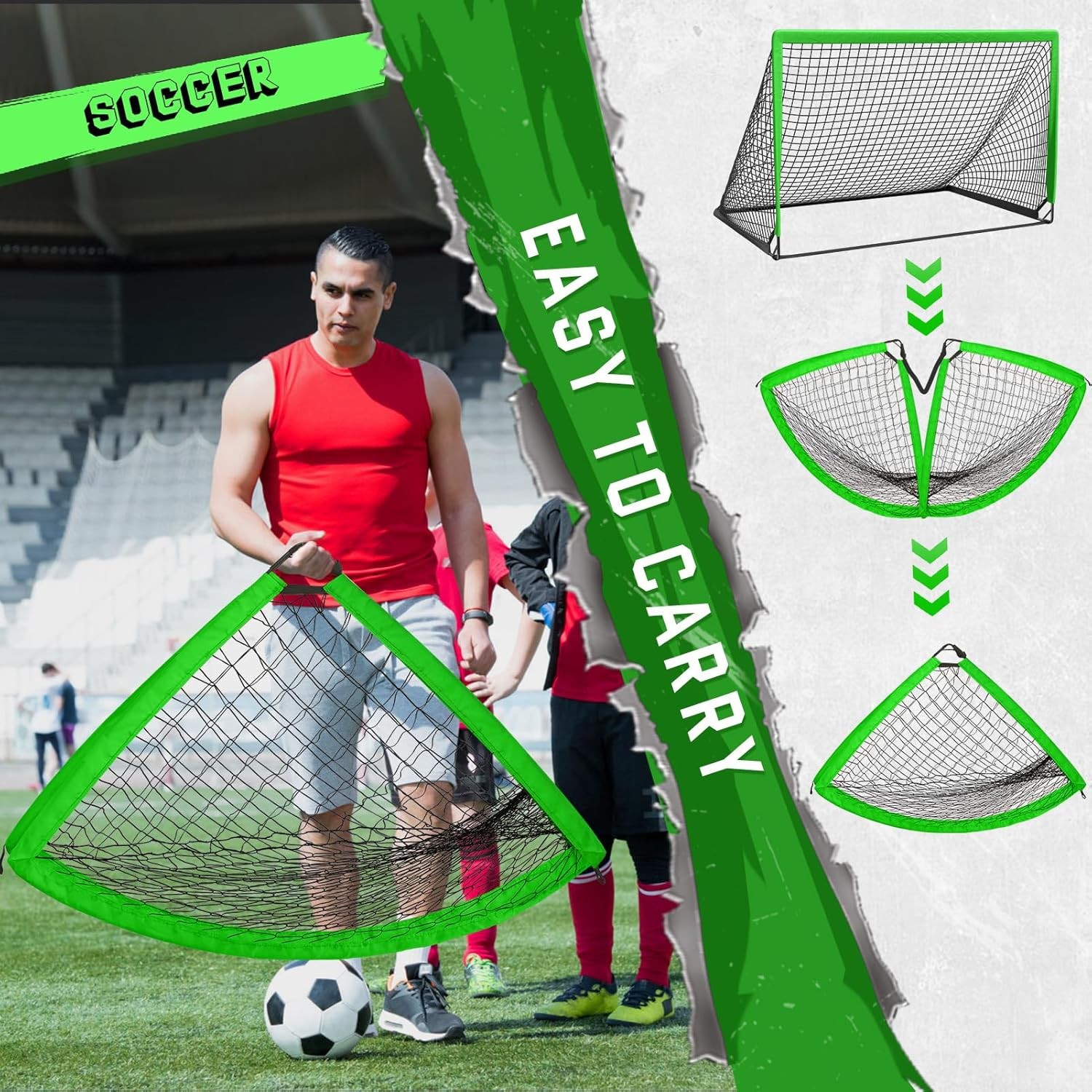 KTRIO 6x4 ft Soccer Goal for Backyard, Portable Soccer Net, Large Foldable Socce