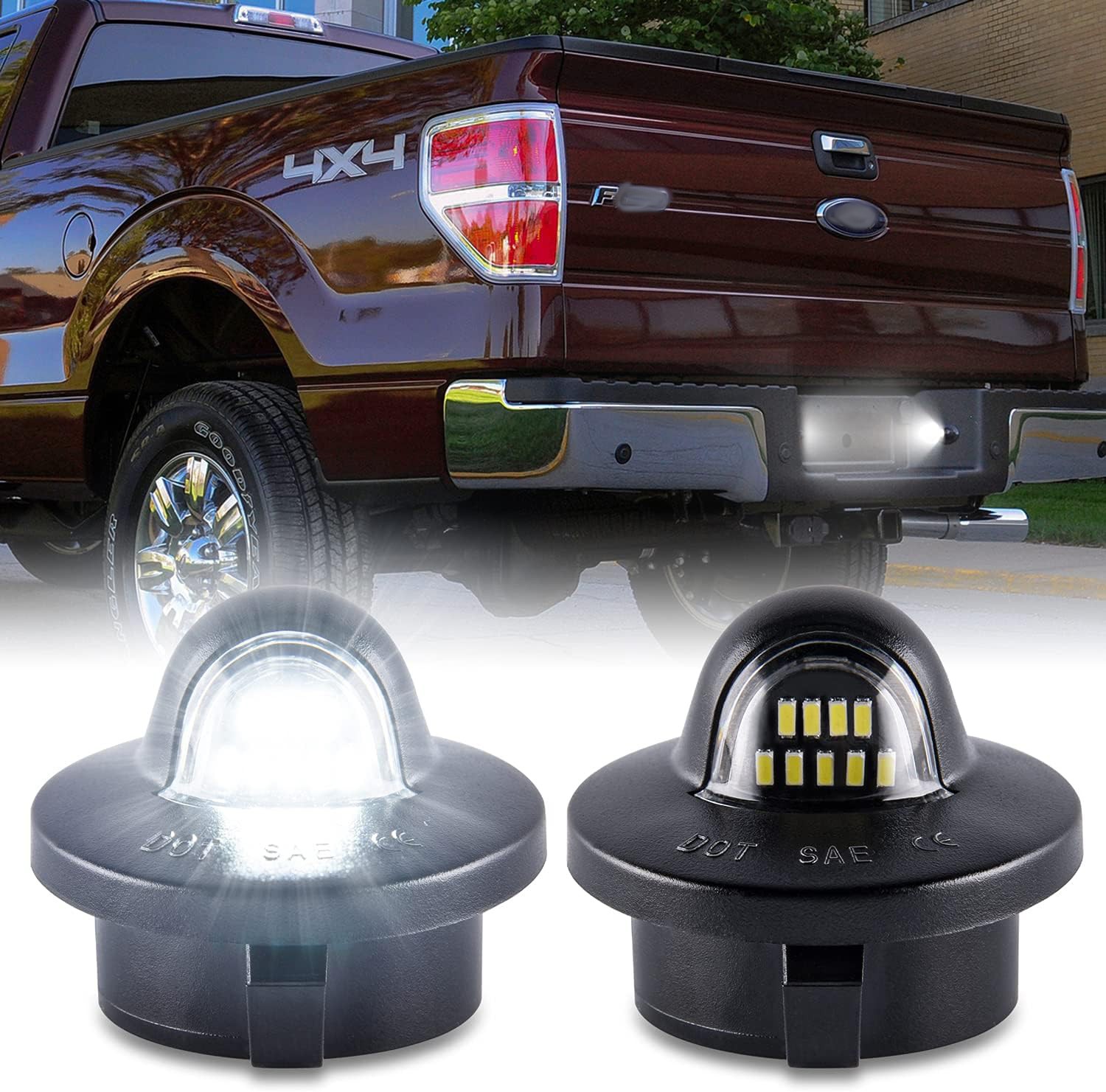 2X LED License Plate Light Rear Bumper Tag Assembly Lamp For Ford F150 F250 F350