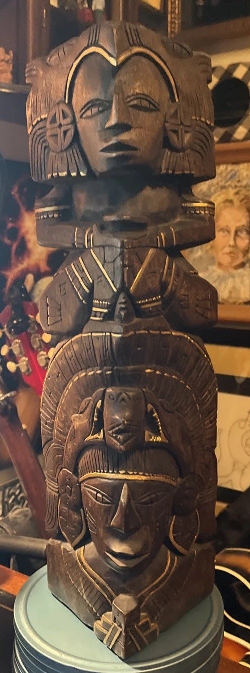 Aztec Maya Mesoamerica Totem Medicine Man Artifact Stelae Sculpture idol wood