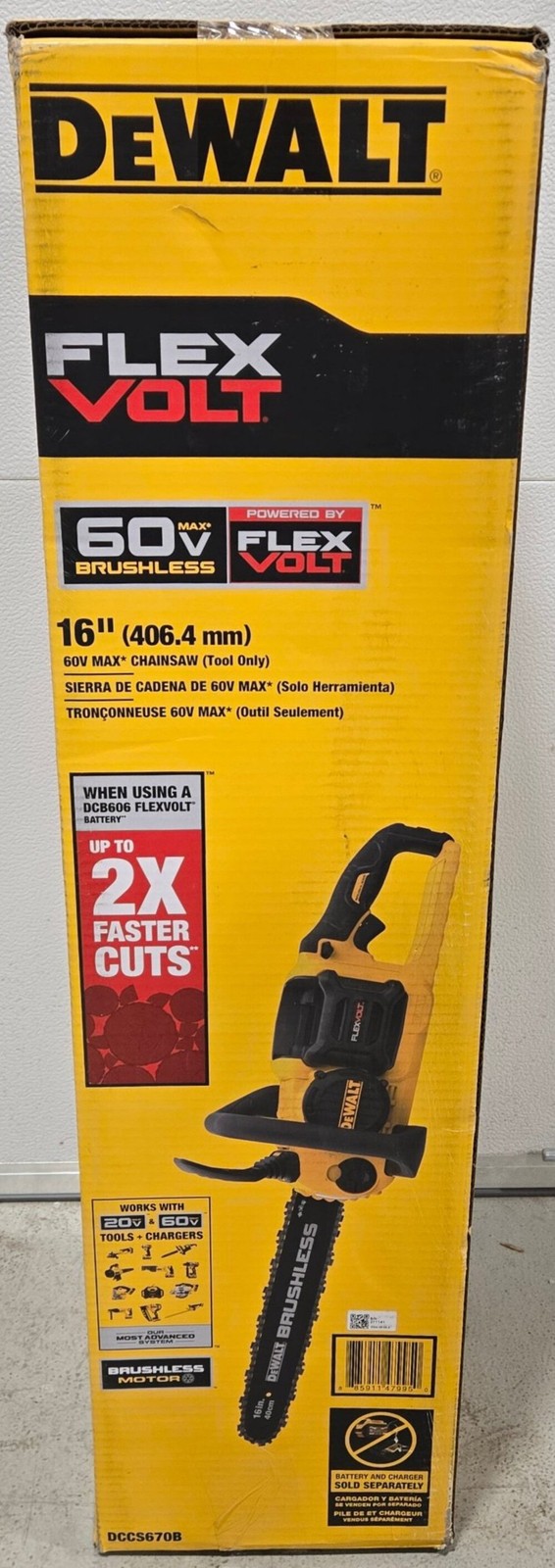 Dewalt DCCS670B 16in. Brushless Cordless Battery Powered Chainsaw (Tool Only) FL