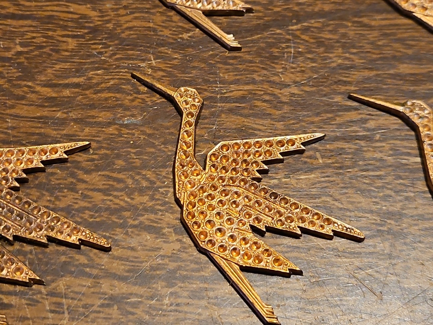 Lot Of 10 Studded Stork France Vintage 60s Brass Stampings Findings Jewelry