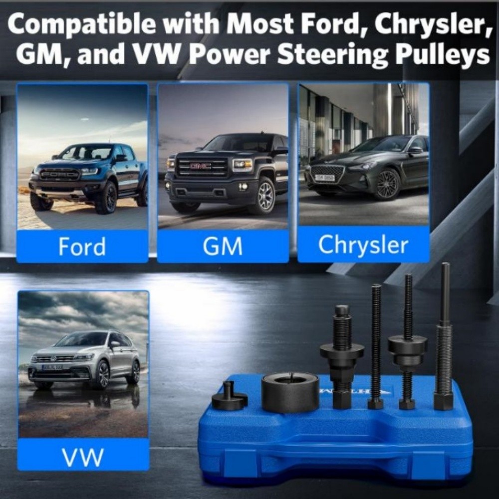 SZ7303B Power Steering Pump Pulley Puller Remover Install Tool Kit for GM Ford