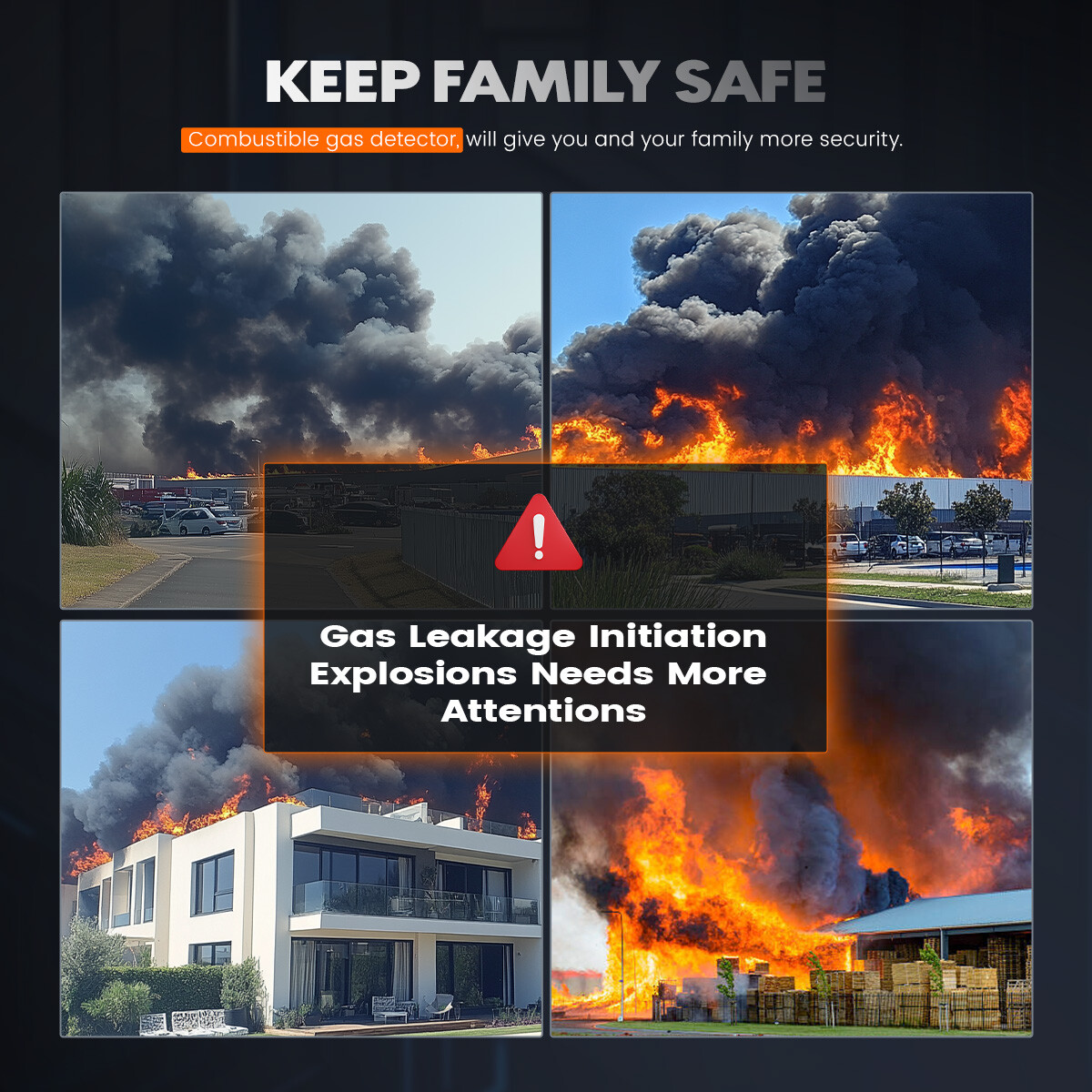 Portable Gas Leak Detector Tester Propane Methane Natural Gas Alarm Sensor Safe