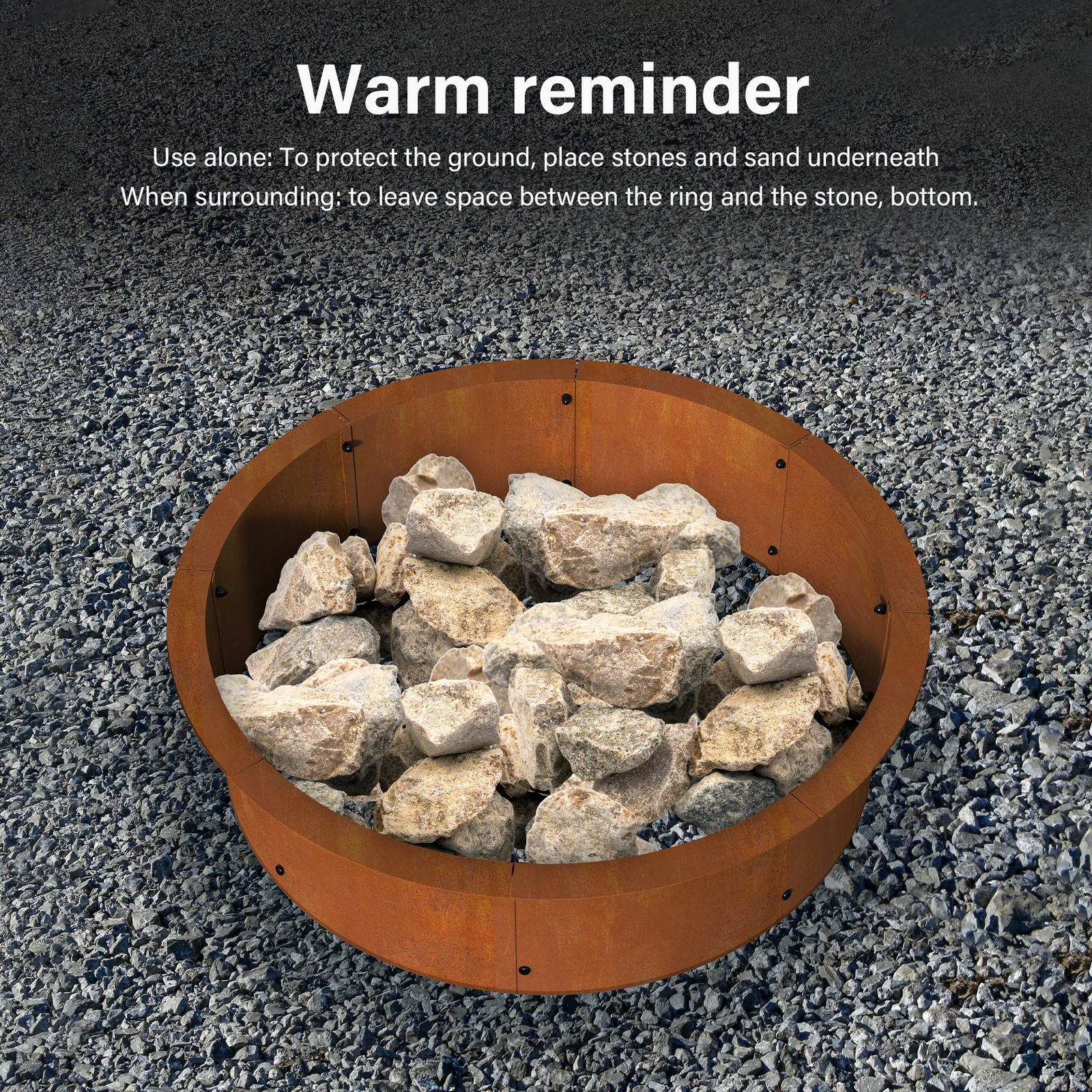 Fire Pit Ring Outdoor Wood Burning Fire Pit Outer 43.3 Inch Camping Fire Ring