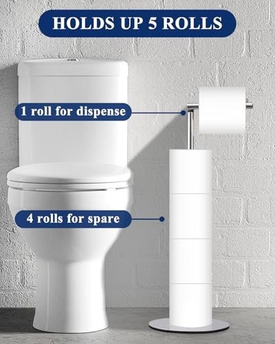 Toilet Paper Holder Stand, Free Standing Toilet Paper Roll Holder with Reserve