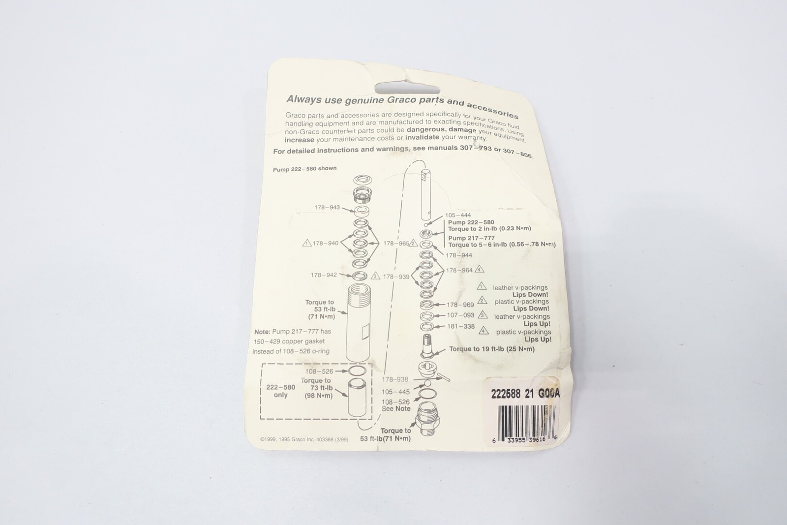 Graco 222-588 Repair Kit For Airless Spray Pumps