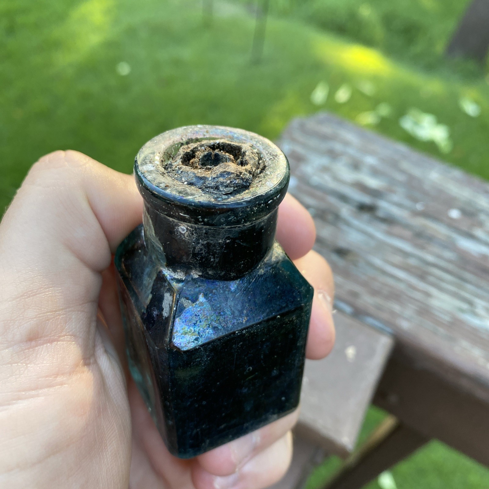 Small Aqua Cathedral Style Bottle Possibly An Ink Or Mucilage