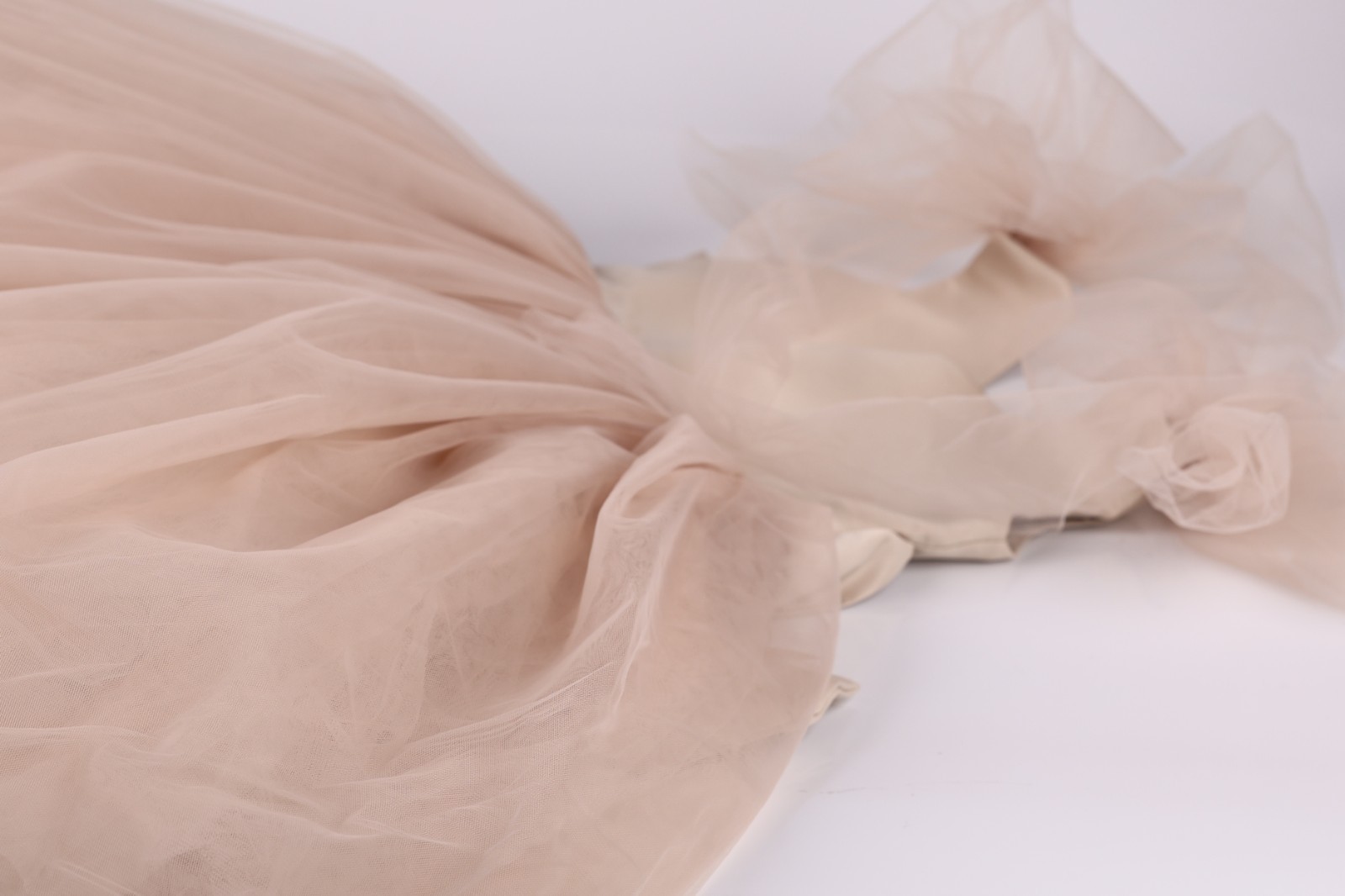 New Beige (Nude) Satin & Tulle Flower Girl Dress w/ Removable Tulle Train 3T-4T