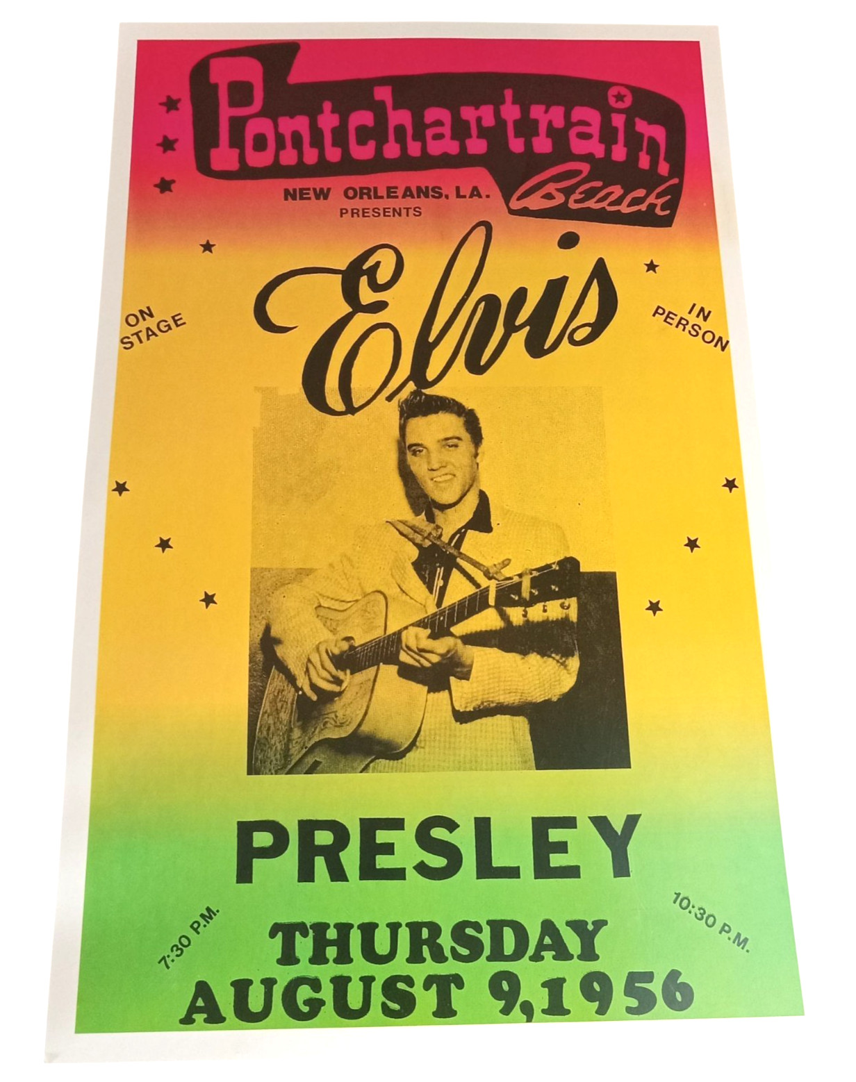 Reproduction 3 Color ELVIS PRESLEY Pontchartrain Beach Concert Poster 14X22