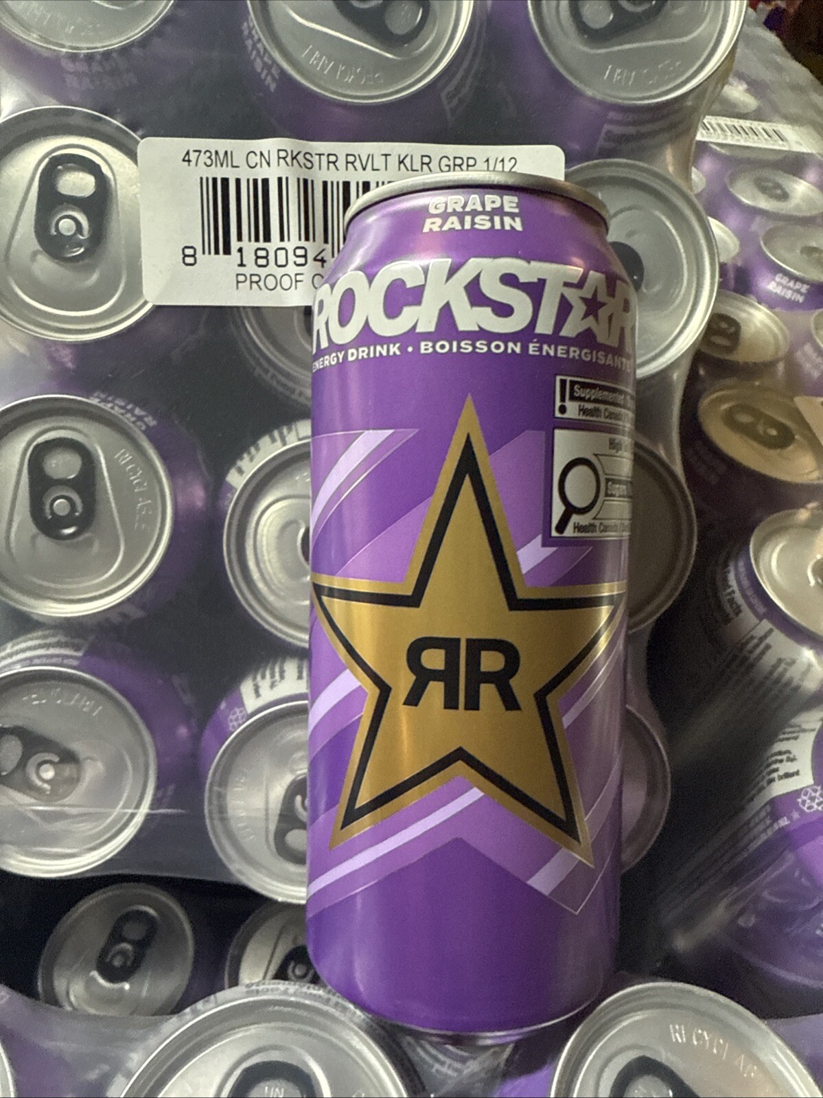 Rockstar Revolt Grape Energy Drink 16oz Each 12 Cans