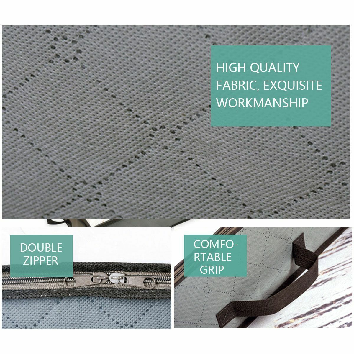 2 Pack Flexible Zippered Under Bed Storage Bag Large Underbed Clothes Storage US