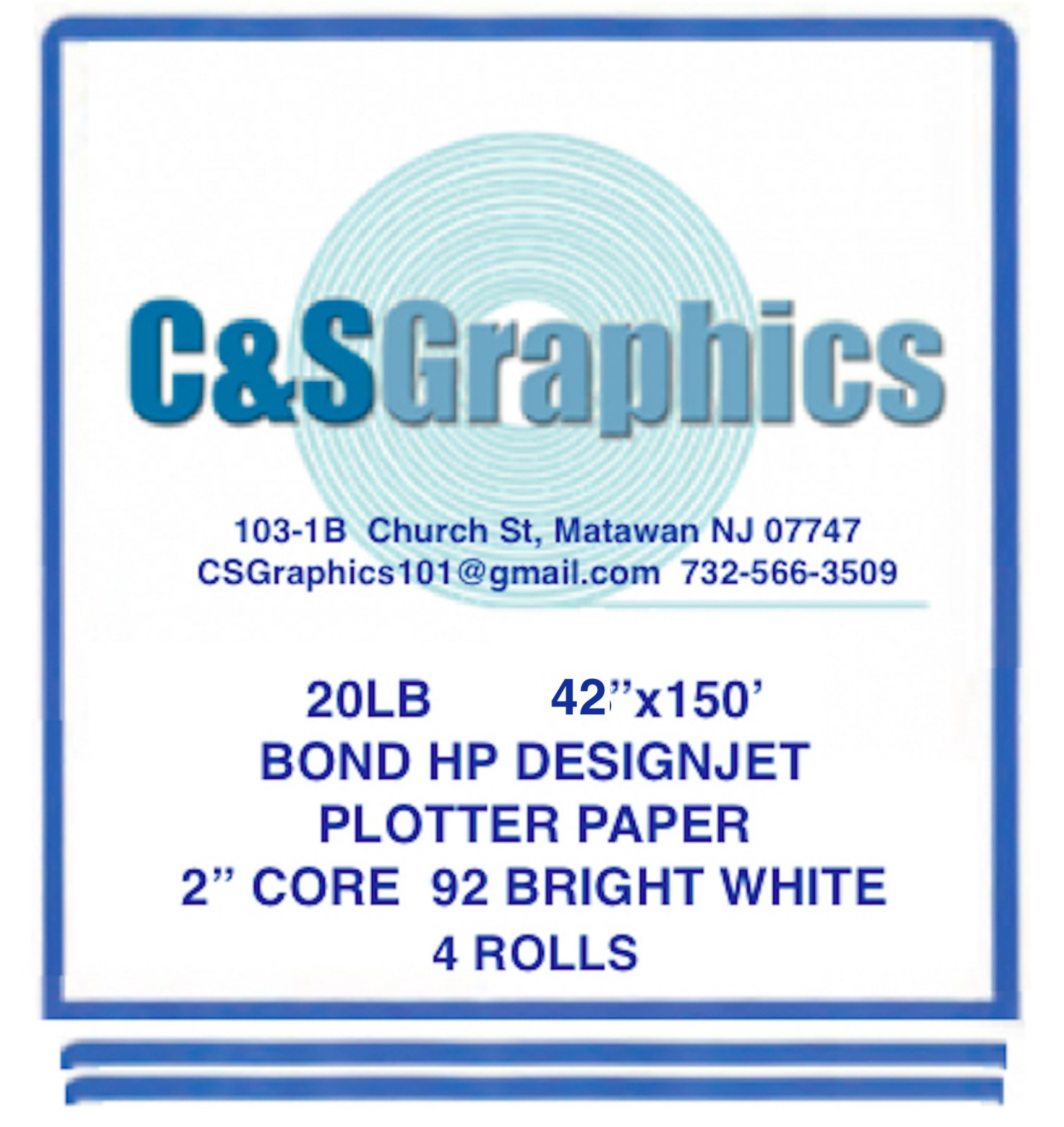 4 ROLLS 42" x 150' 20lb Inkjet Bond Plotter Paper HP DesignJet