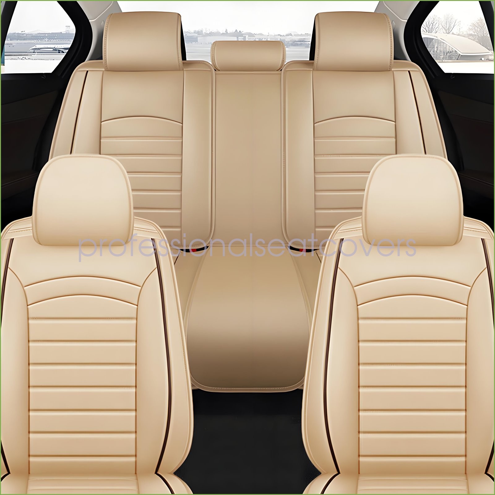 For Lexus Leather Car Seat Covers 5-Seats Front Rear Full Set Protectors Pad Tan