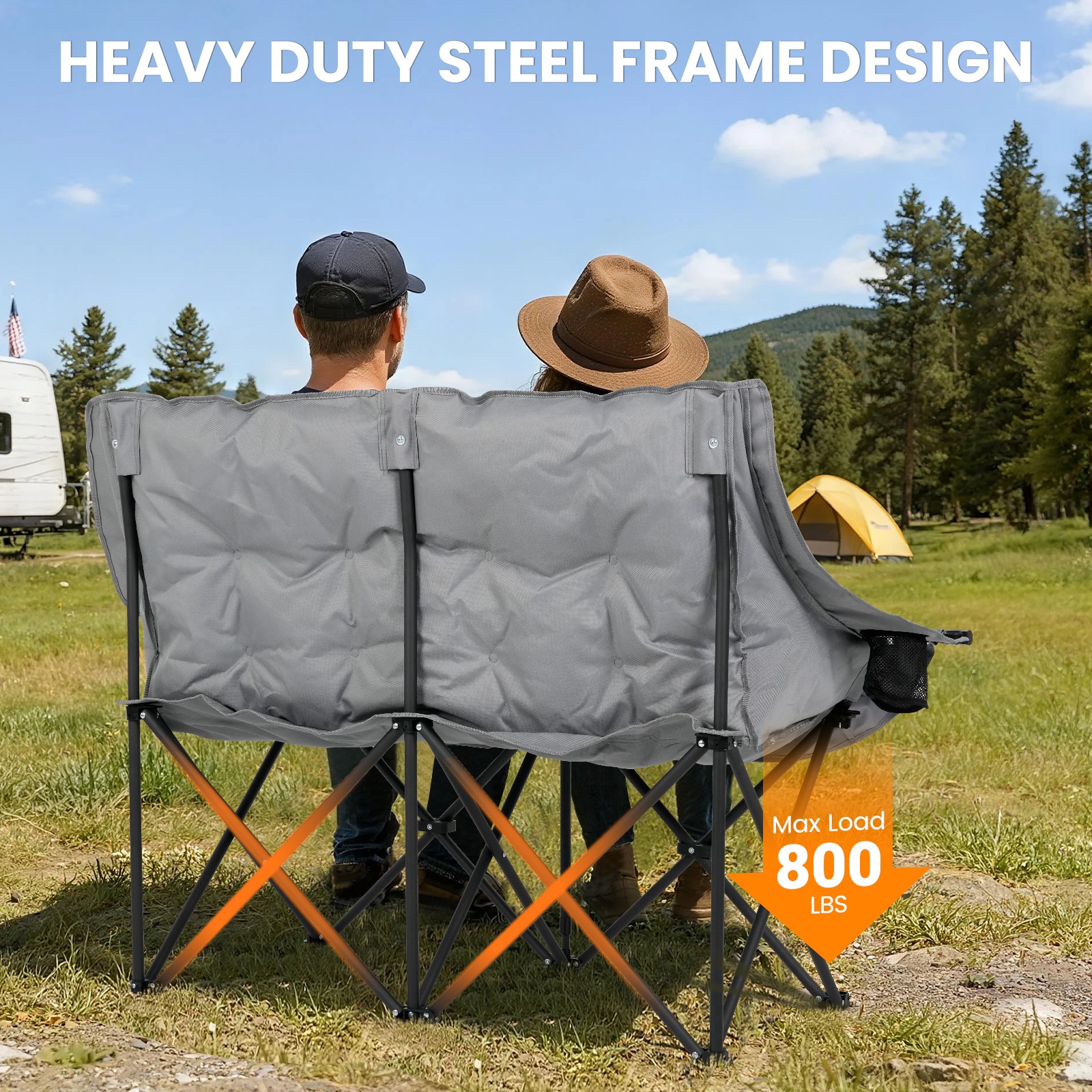 NAIZEA Double Camping Chair Oversized Loveseat 3" Thick Padded 2 Person Chairs