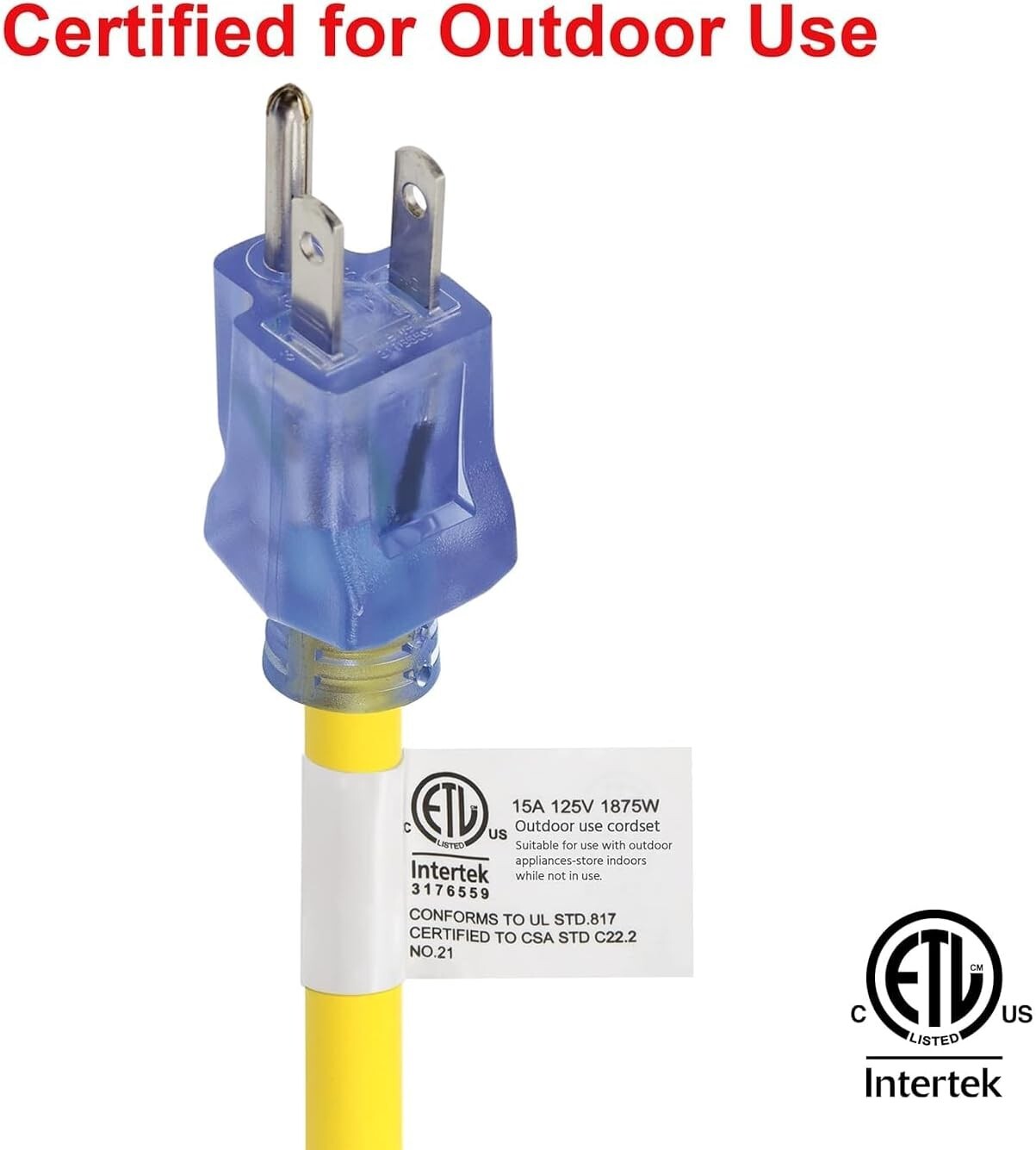 Clear Power 100ft 12/3 SJTOW Yellow Oil Resistant Outdoor Extension Cord