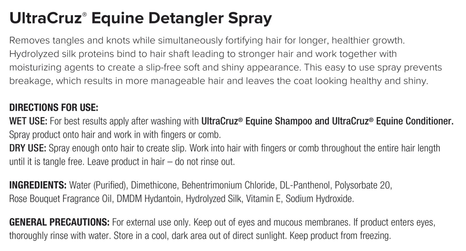 UltraCruz Equine Detangler Spray for Horses, 1 Gallon