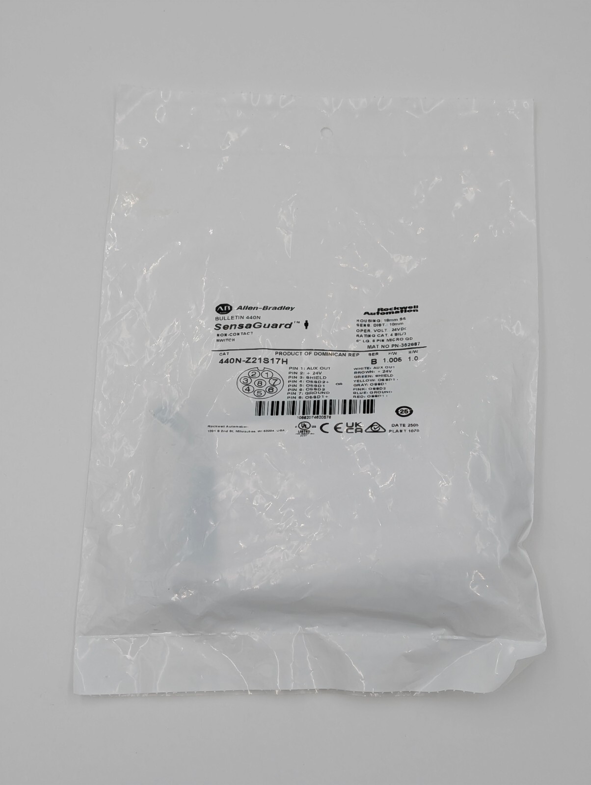 Allen-Bradley 440N-Z21S17H Guardmaster Non Contact Switch SensaGuard Brand New