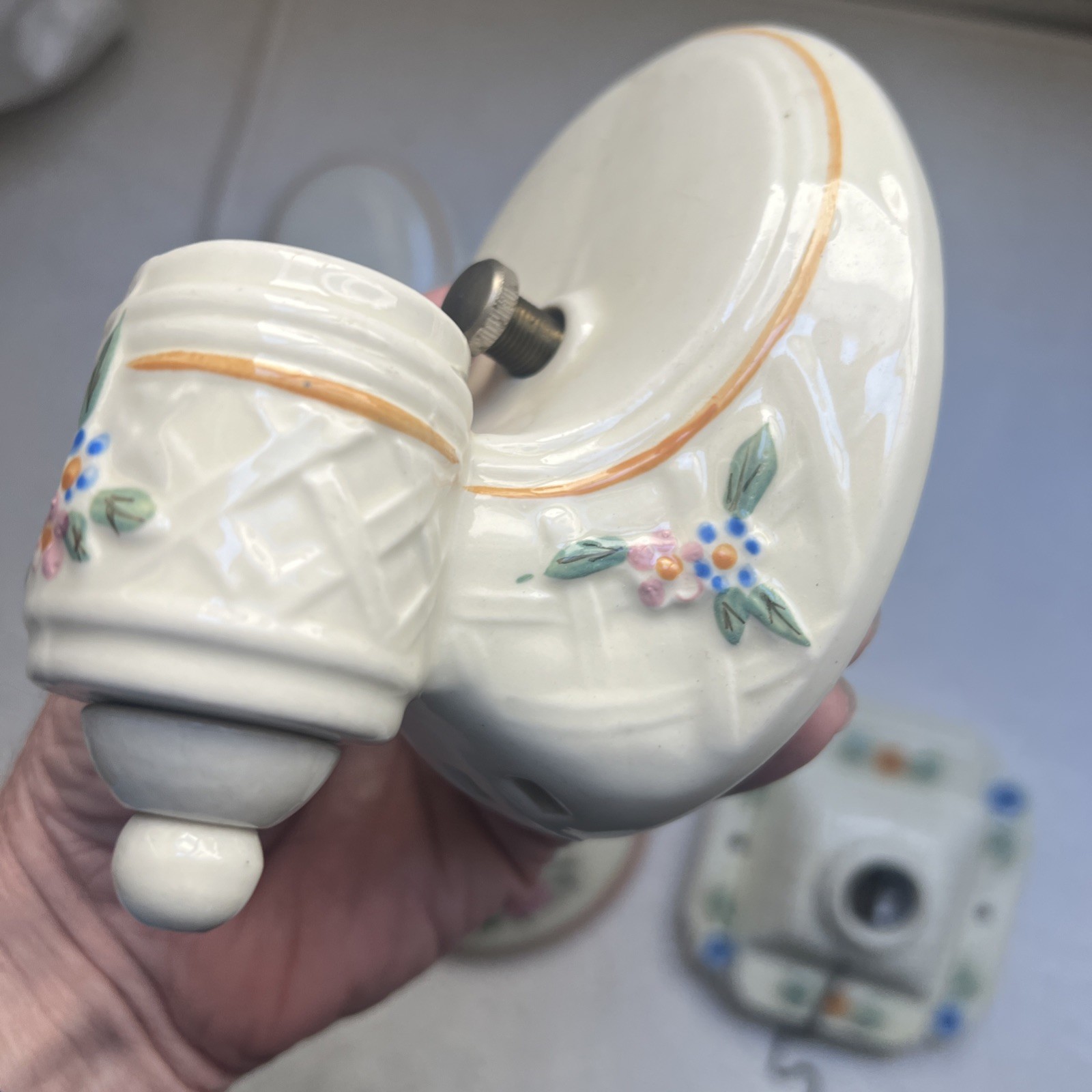 4 Antique Wall Light Sconce & Fixtures - 1 Porcelier #7H