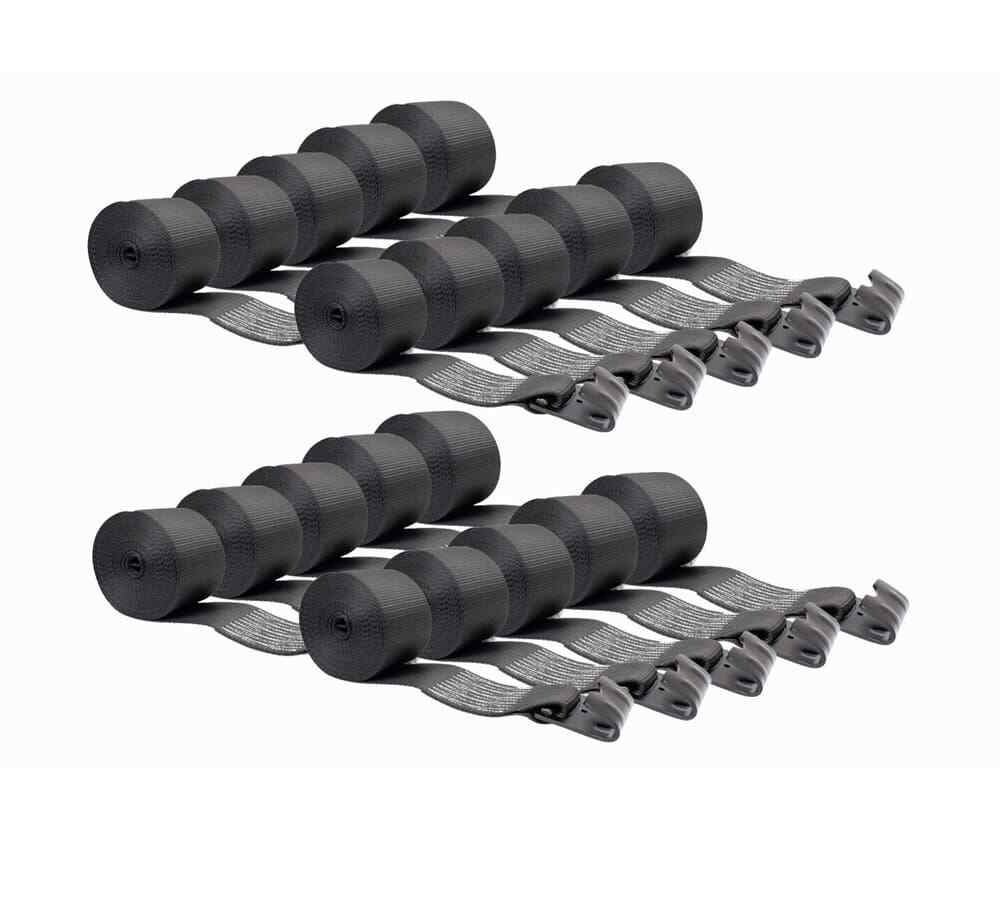 (20 Pack) 4"x30' Winch Straps w/flat Hook - Black Flatbed Tie Down Strap