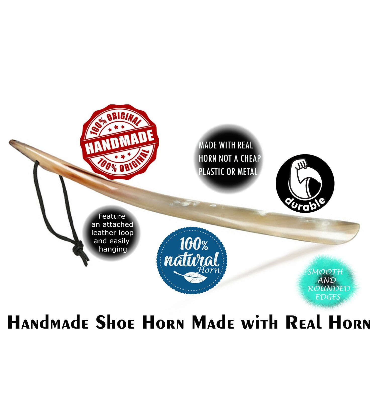 Shoe Horn Made with Real Horn Handmade Long Grip handle Shoehorn for Men 23 inch