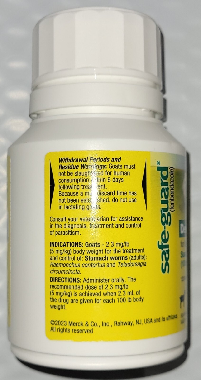 Merck Safe-Guard Goat Dewormer, 125mL fenbendazole ***READ ENTIRE DESCRIPTION***
