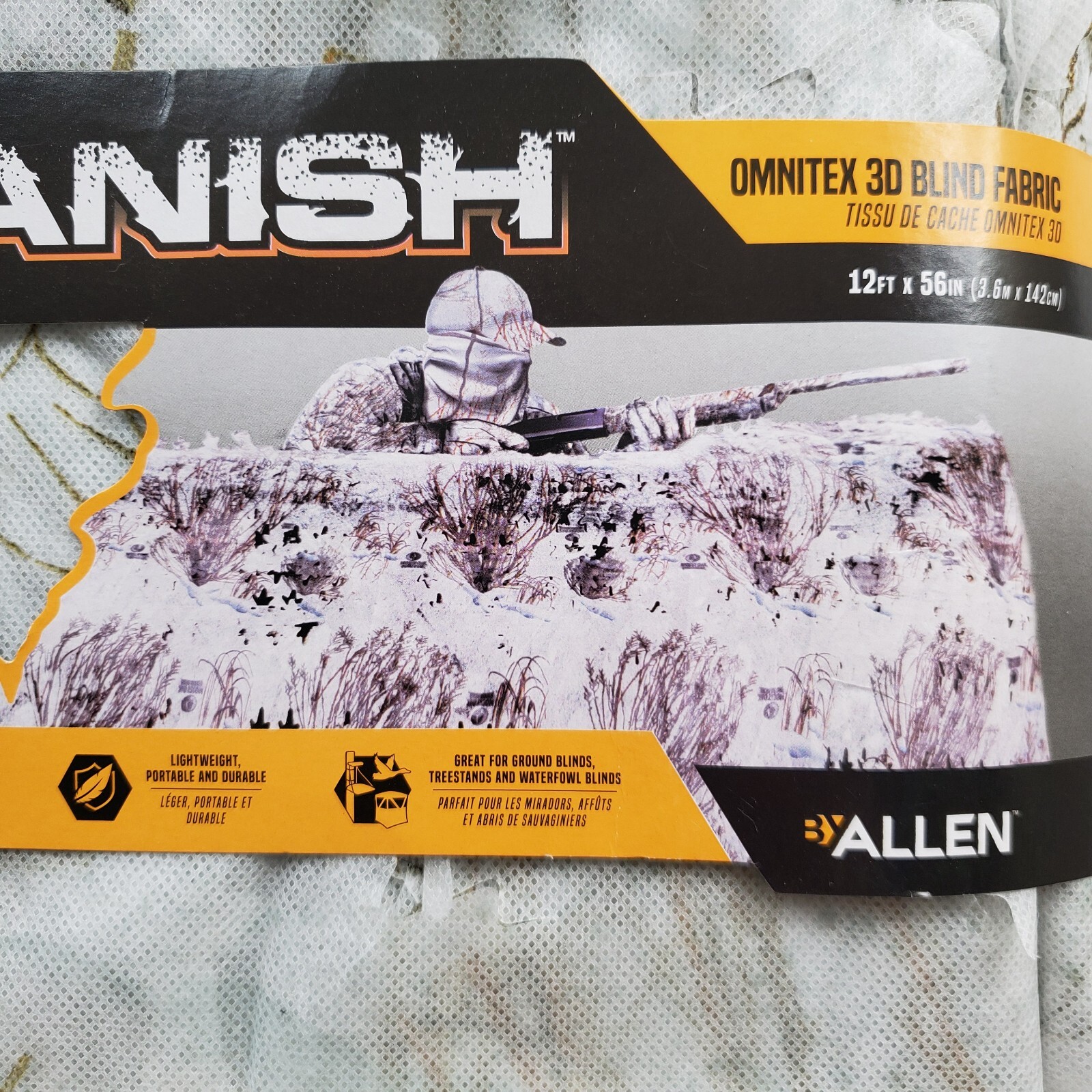 Vanish Omnitex 3D Blind Fabric Brush Winter 56x12' Snow Camo Hunting Mossy Oak