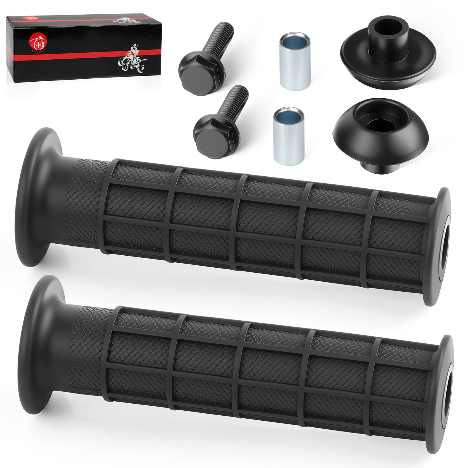 2 Handle Grip & Handle Bar End Guard w/ Screw for Honda FourTrax 125 250 300 350