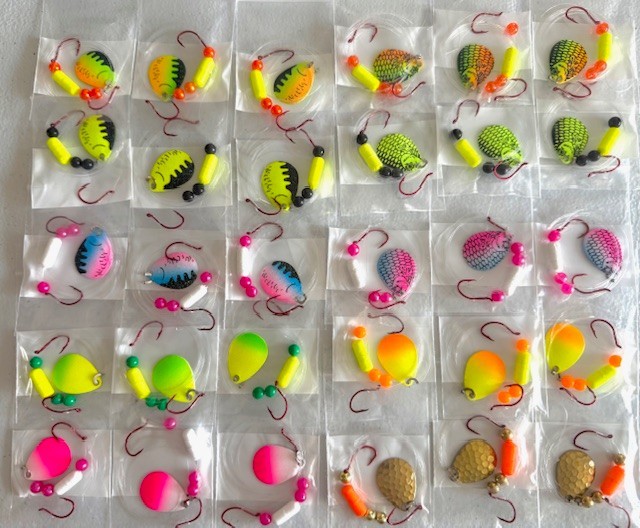 SUZIES SPINNERS-Walleye Crawler Harness 30 Pack 2 Hook Floater #3 Colorado Blade