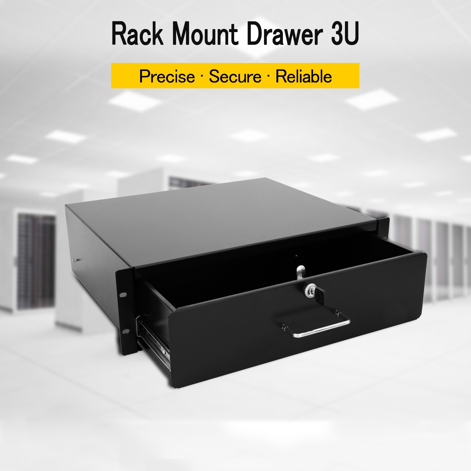 New 3U Drawer Rack Mount DJ 19" Rack Case Equipment Deep Drawer 3Space Lockable