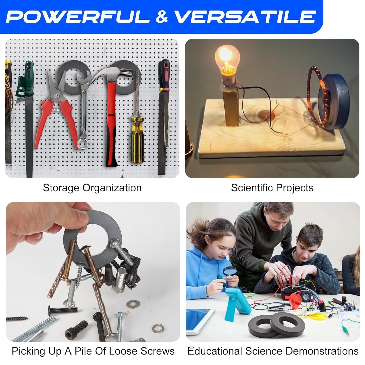 Large Magnet - Grade 10 Big Magnets Heavy Duty, OD60 x ID32 x 10mm Strong Round