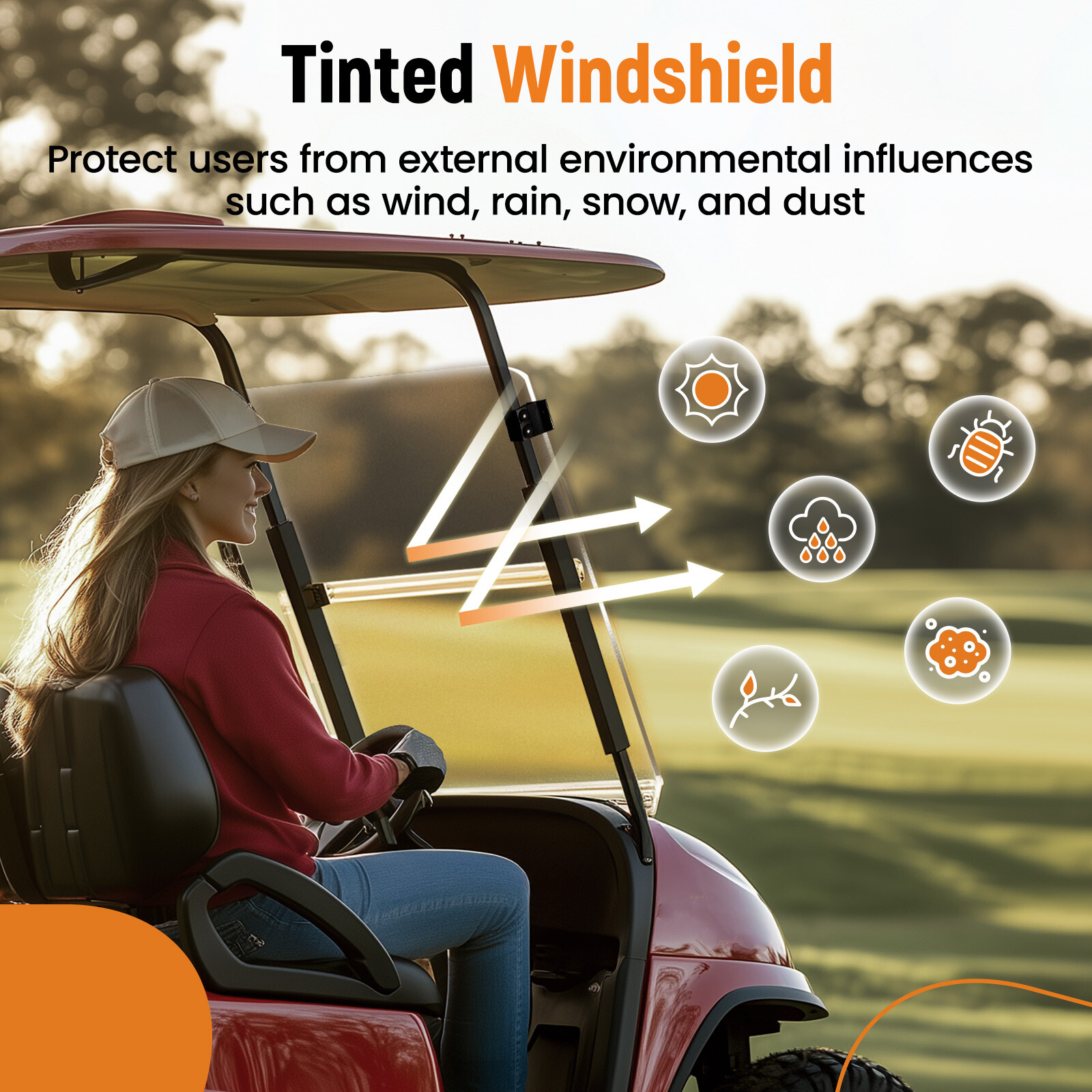 Clear Windshield for EZGO RXV 2008-UP Folding Style In Box Golf Cart Part