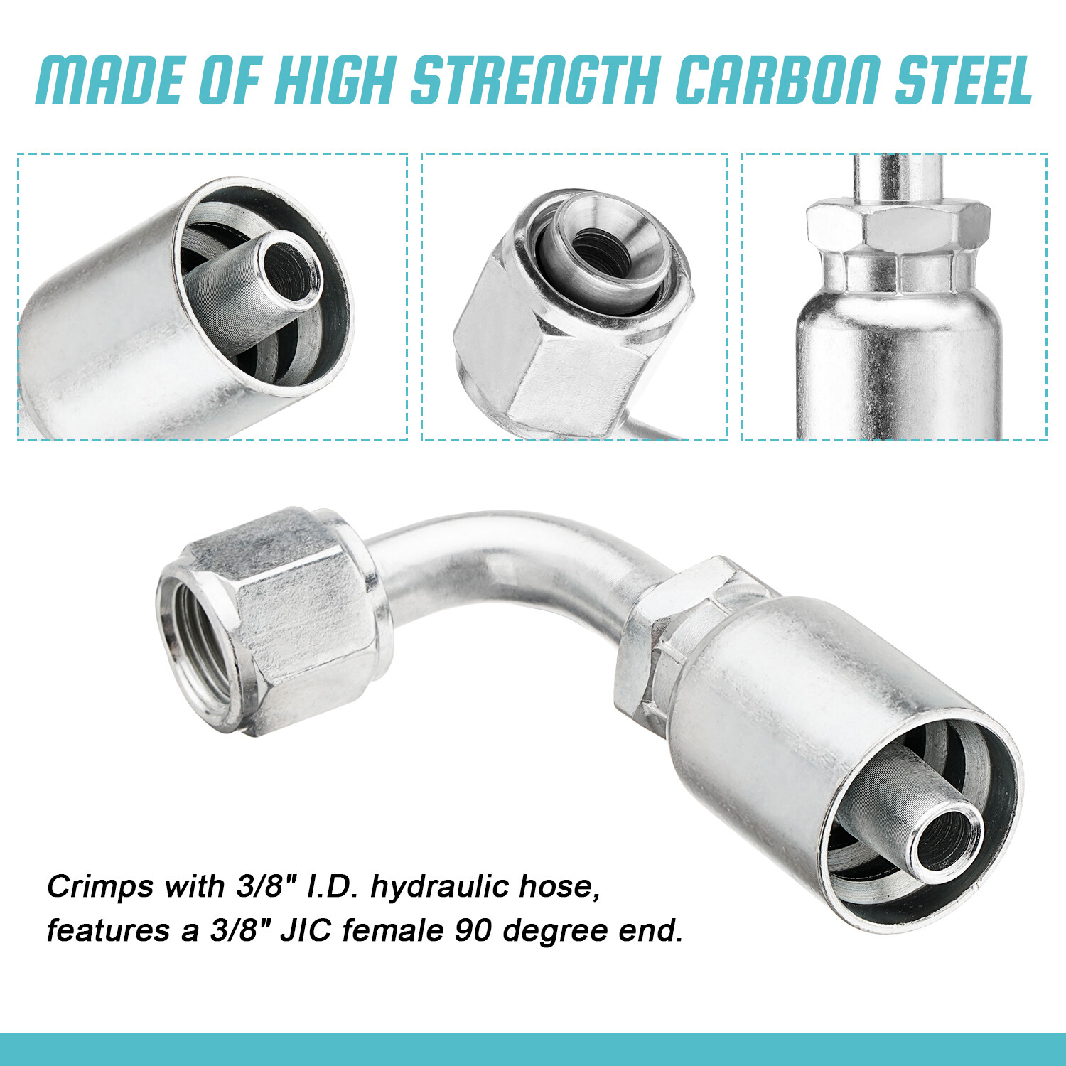 10 Pack 3/8" JIC 37° Female 90° Elbow Hydraulic Hose Fittings For 3/8" I.D. Hose